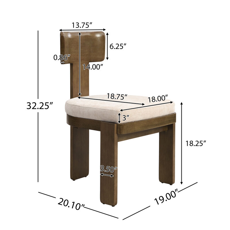 Merax Upholstered Rubber Wood Dining Chairs Set of 2