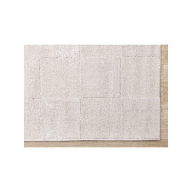 Novelle Home Elegant Cream Checkered 6x7 Rug, Soft Area Rug in Neutral Beige for Modern D&eacute;cor image number 5