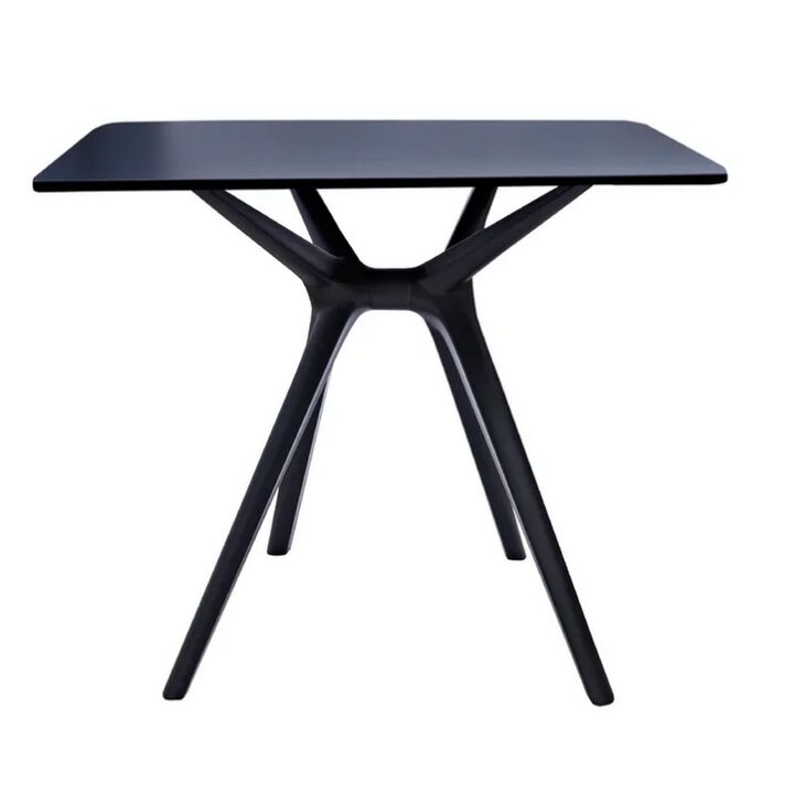 Filia 29 Inch Outdoor Dining Table, Rectangular Top, Tapered Legs, Black - Benzara