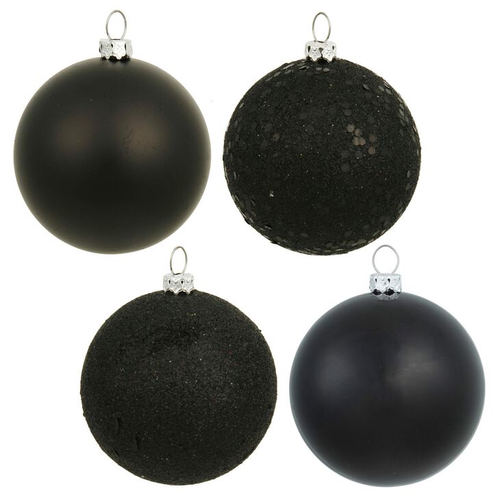 Vickerman 6" Black 4 Finish Ball Ornament 4 per Box