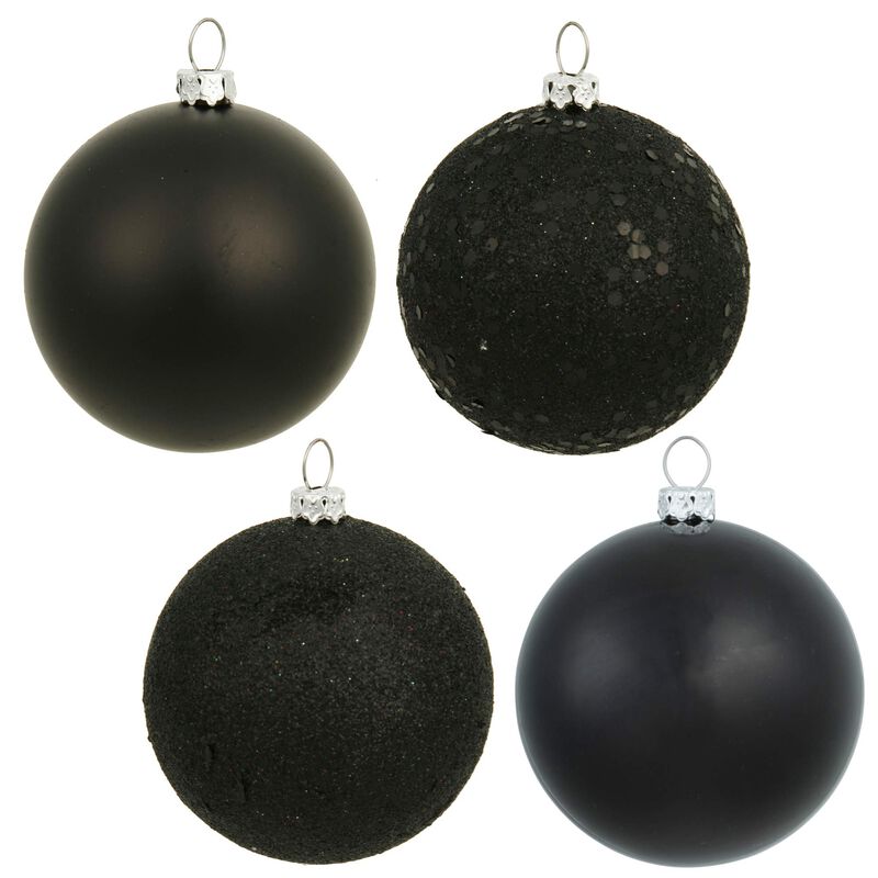 Vickerman 6" Black 4 Finish Ball Ornament 4 per Box image number 0