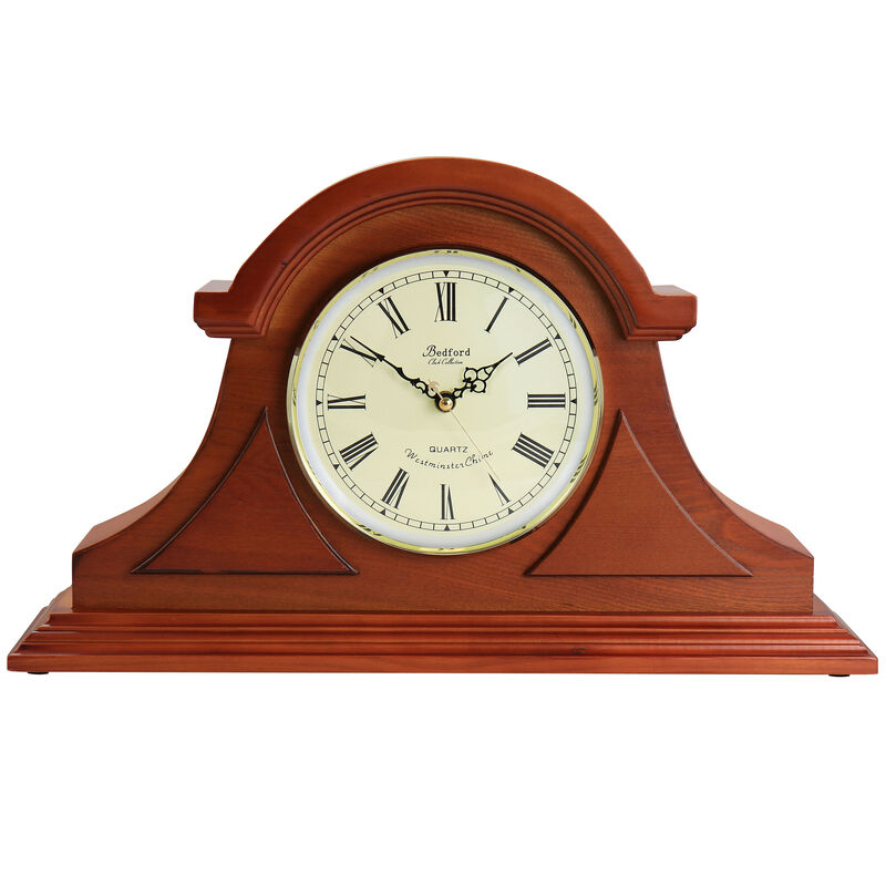 Bedford Clock Collection Mahogany Cherry Mantel Clock with Chimes image number 1