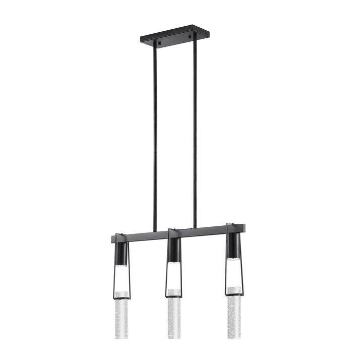 Harmony Chandelier Matte Black Metal and Acrylic 3 LED Lights Dimmable