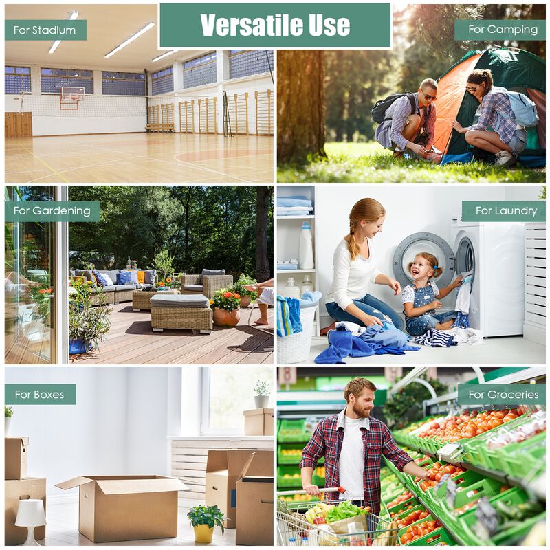 Folding Shopping Cart Basket Rolling Trolley with Adjustable Handle