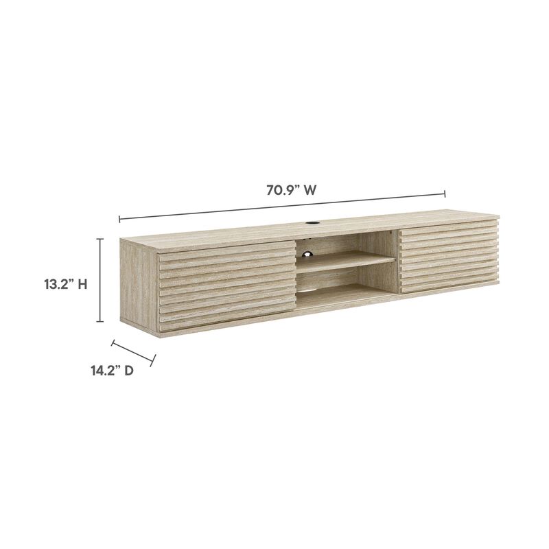 Modway Render Faux Travertine 71 Inch Floating TV Stand in Travertine image number 2