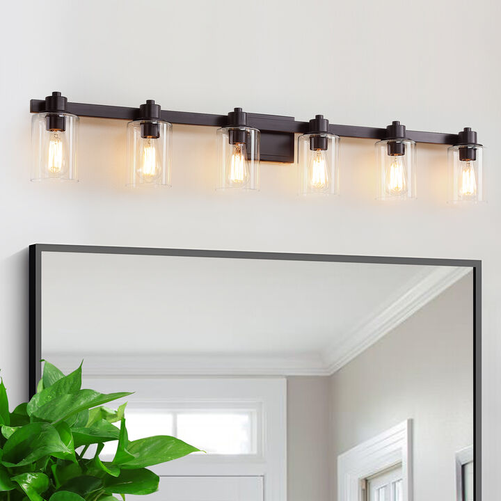 50" 6-Light Dimmable Indoor Wall Sconce with Clear Glass Shades
