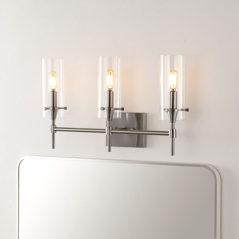 Cato Bohemian Farmhouse Iron/Glass LED Vanity