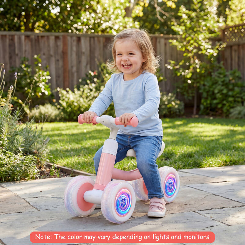 Baby Ride On Balance Bike with Adjustable Handlebar Seat and Light Up Wheels for Home image number 3