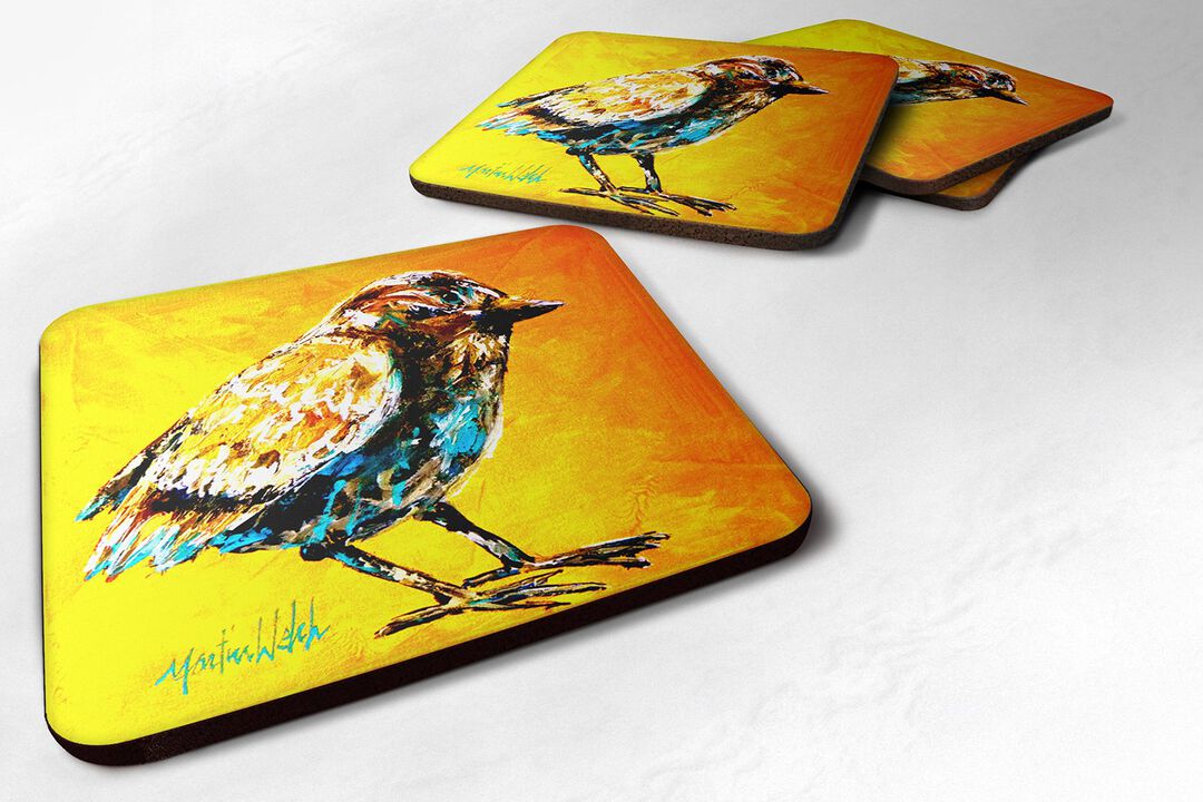 Caroline's Treasures MW1041FC Bird Look at The Birdie Foam Coasters (Set of 4), 3.5 H x 3.5 W, Multicolor