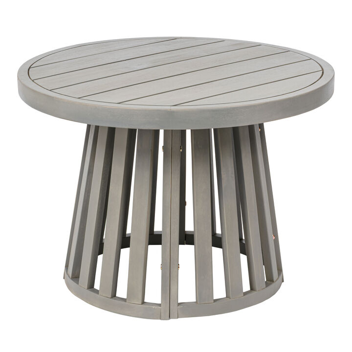 Solanya Modern Coastal Acacia Wood Indoor/Outdoor Pedestal Base Round Coffee Table