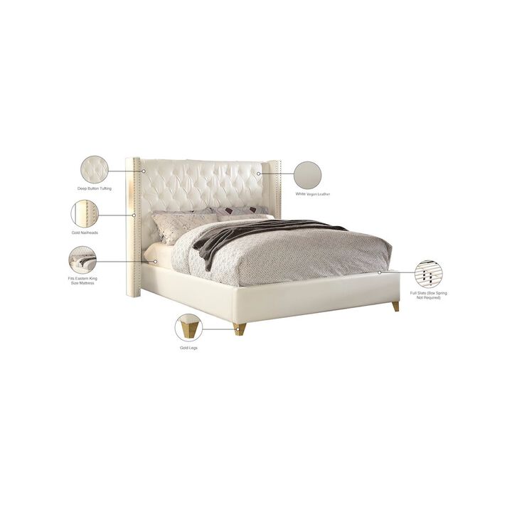 Meridian Furniture Soho White Vegan Leather King Bed