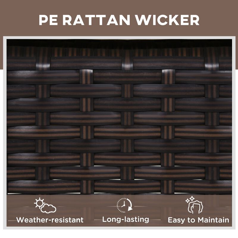 Brown Patio Comfort: 3-Piece Wicker Lounge Set with Cushions & Table