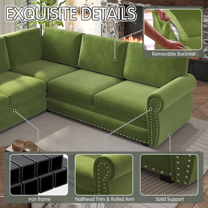 Zidkop 118" L-Shaped Sectional Sleeper Sofa image number 5