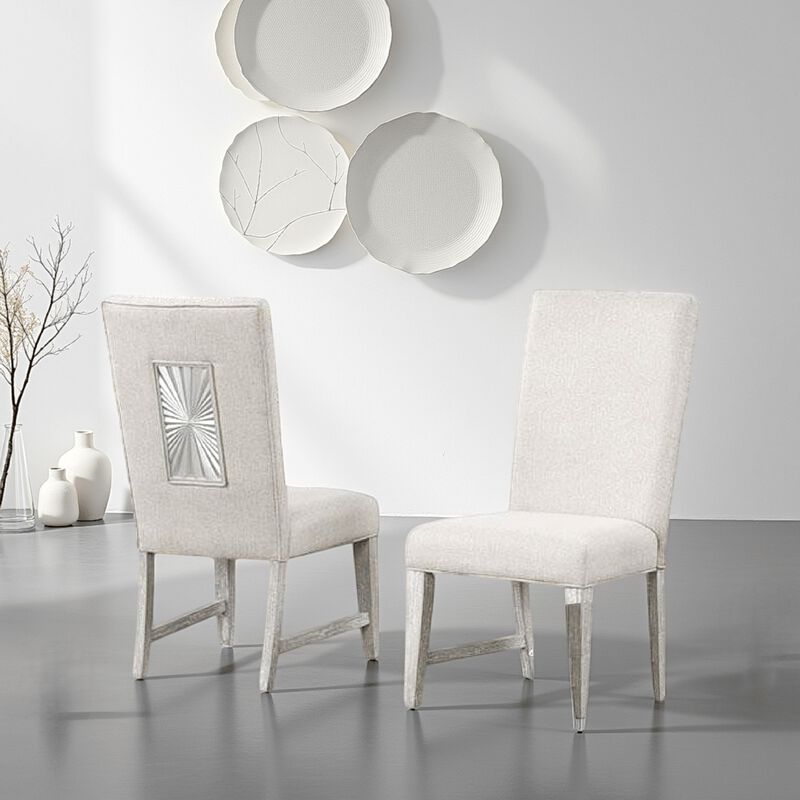 Diaz Dining Side Chair Set of 2, Tapered Legs, Light Gray Poplar Wood