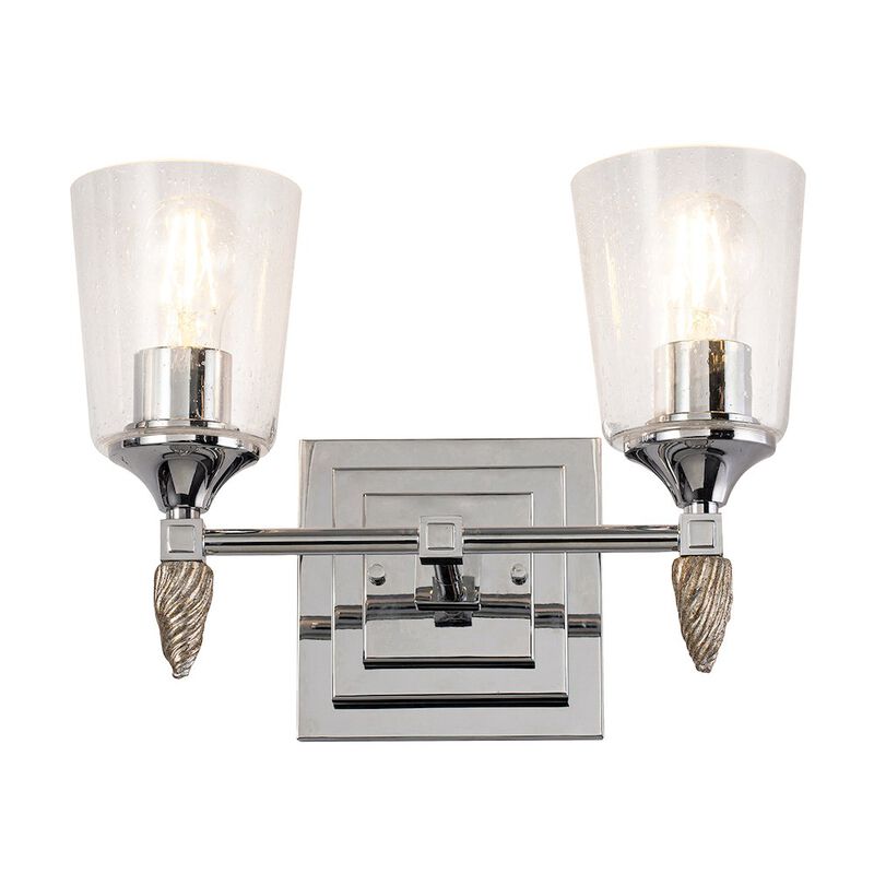 Lucas McKearn Vetiver 2 Light Vanity in Polished Chrome with Silver Accent
