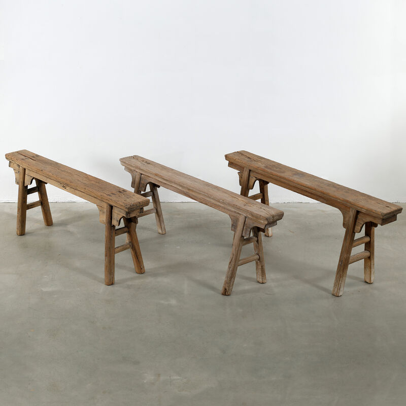 Vintage Solid Wood Accent Bench in Weathered Natural image number 5