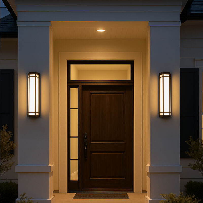 H20" Modern Craftsman Style Exterior Wall Sconce in Black with Frosted Acrylic Shade 24W Integrated LED Outdoor Wall Light image number 3