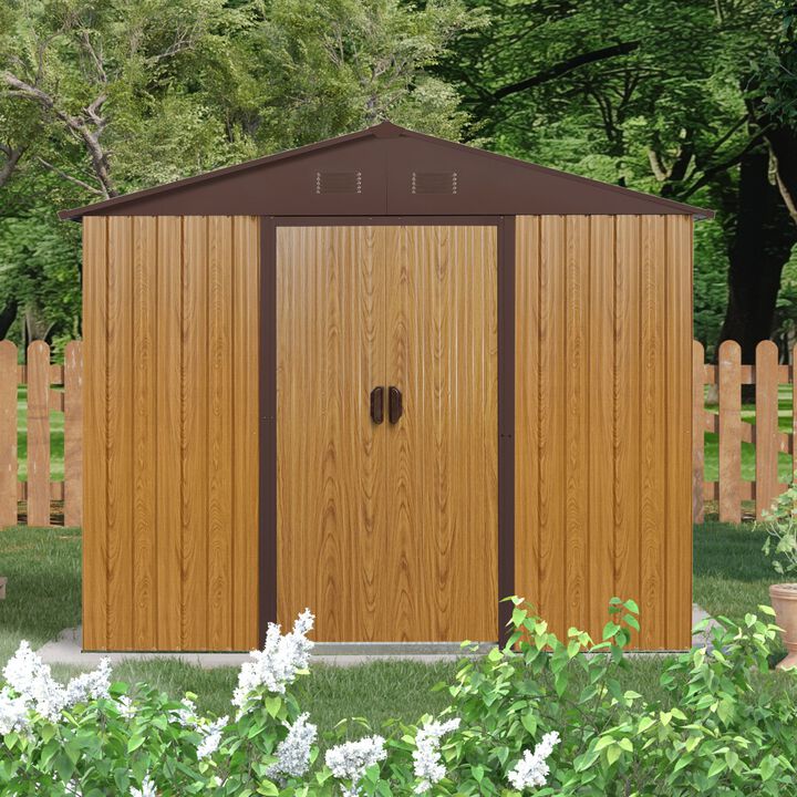 8ft x 4ft Outdoor Metal Storage Shed with Sliding Door and foundation for Backyard
