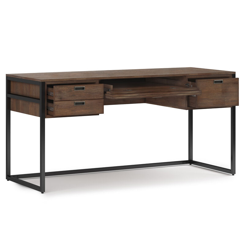 Richmond SOLID ACACIA WOOD Modern Industrial 60 inch Wide Desk in Rustic Natural Aged Brown image number 3