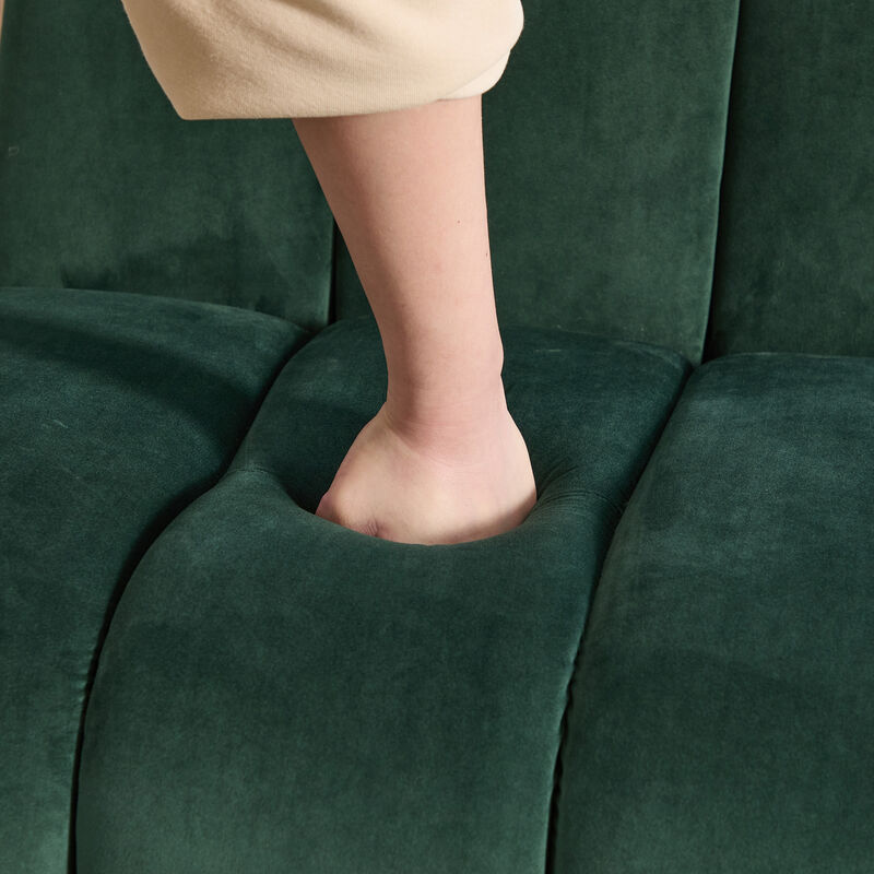 Zedzem Wide Modern Upholstered Armless Chair image number 4