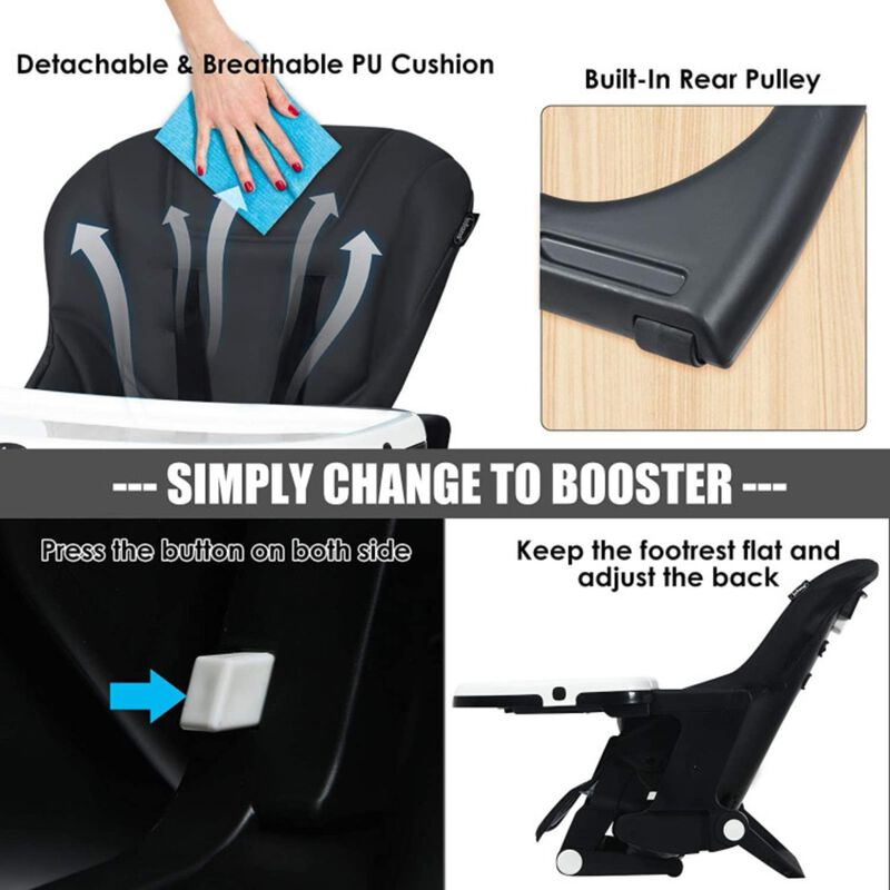 Hivvago 4-in-1 High Chair Booster Seat with Adjustable Height and Recline