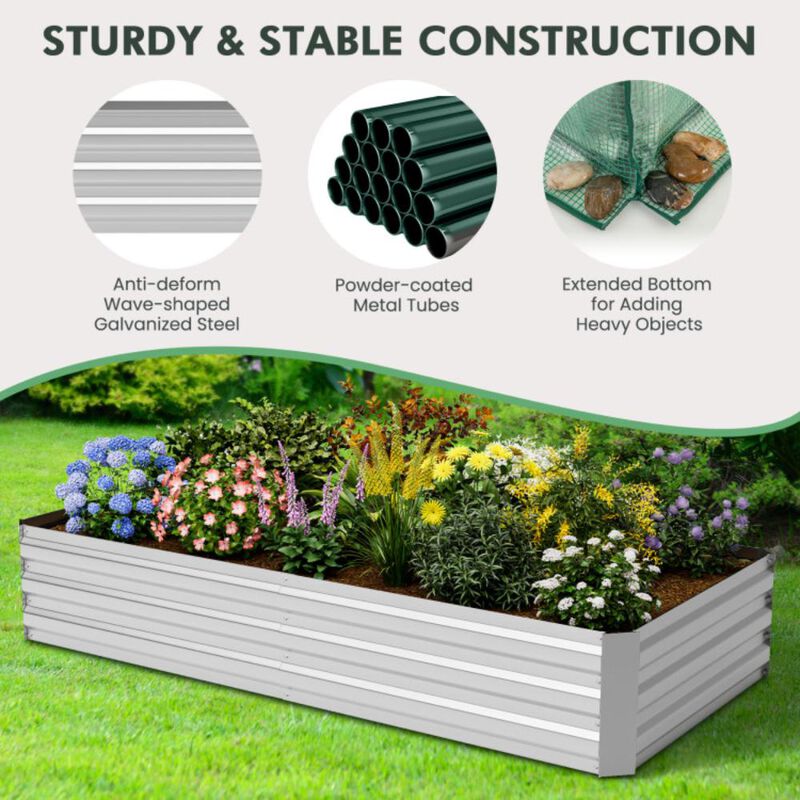 Hivvago Galvanized Raised Garden Bed with Greenhouse