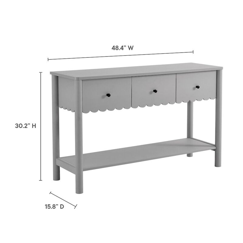 Emmeline 3-Drawer Scalloped Console Table image number 2
