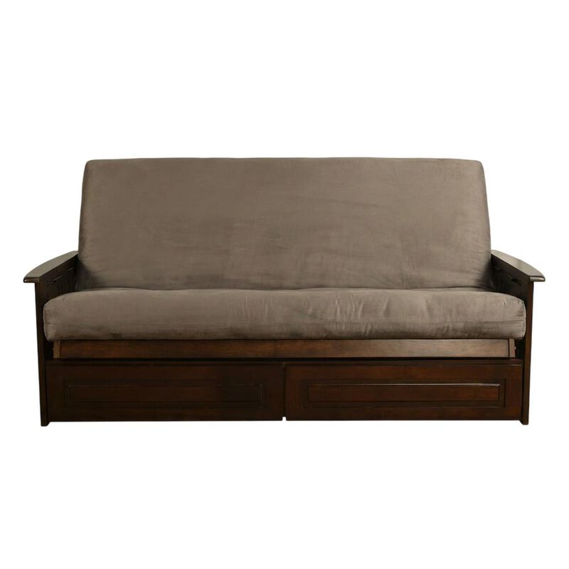 Phoenix Frame Queen-Espresso Finish-Suede Gray Mattress-Storage Drawers image number 0