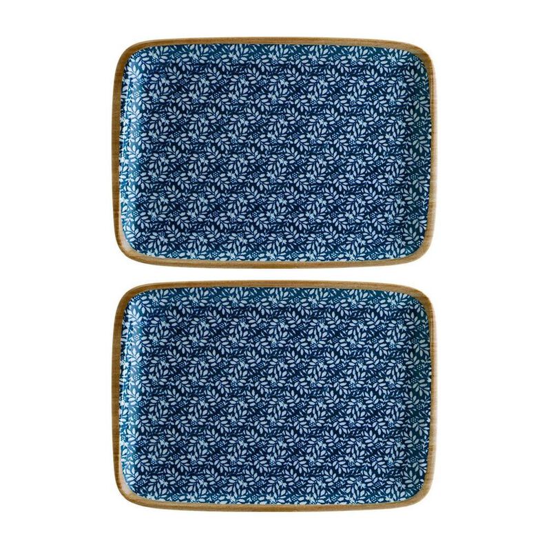 Calif 9" x 6" Rectangular Decorated Porcelain Plate (Set of 2)