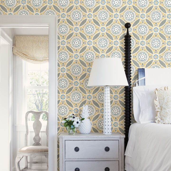 Maya Yellow Medallion Wallpaper