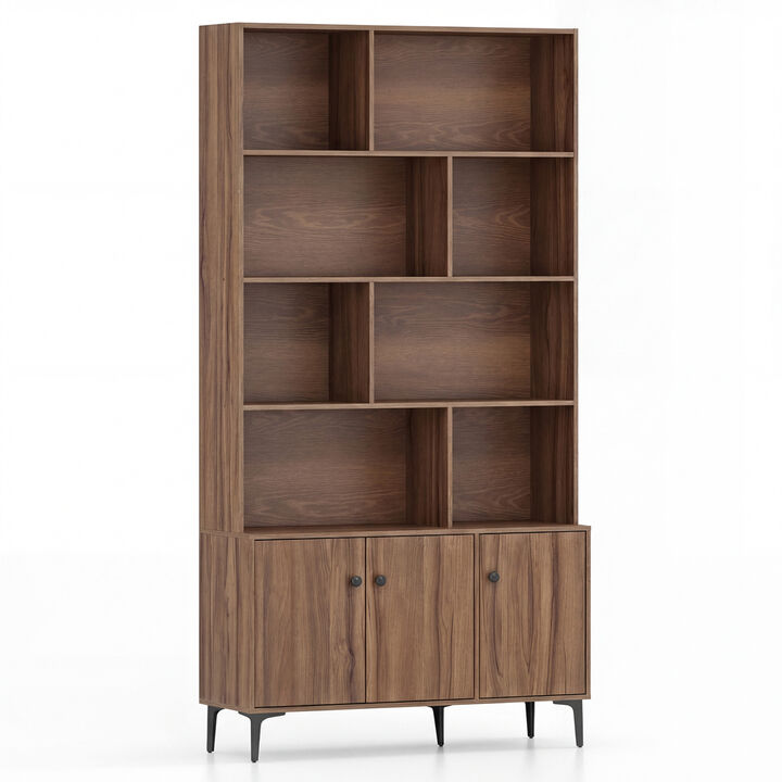 Modern Bookshelf with 3 Doors and 2 Anti-Tip Safety Kits