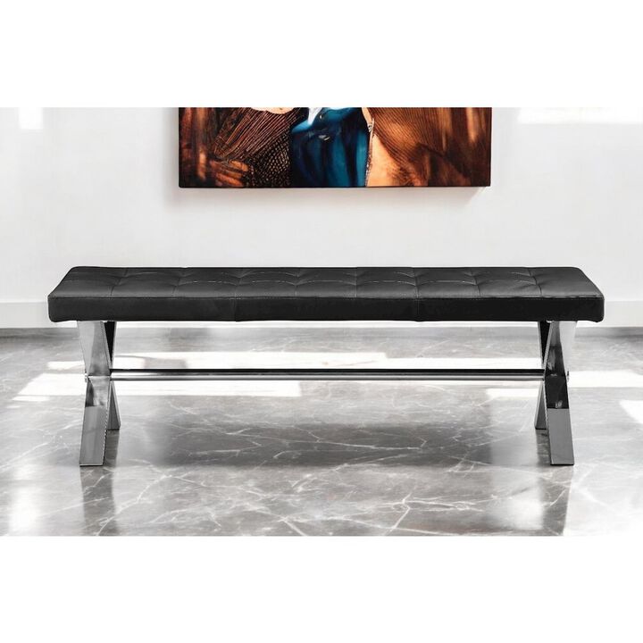 Pangea Home Beverly Bench Faux Leather Black
