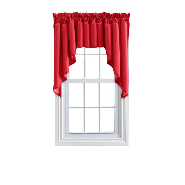 Ellis Stacey 3" Rod Pocket High Quality Fabric Solid Color Window Lined Swag Set 126"x36" Red