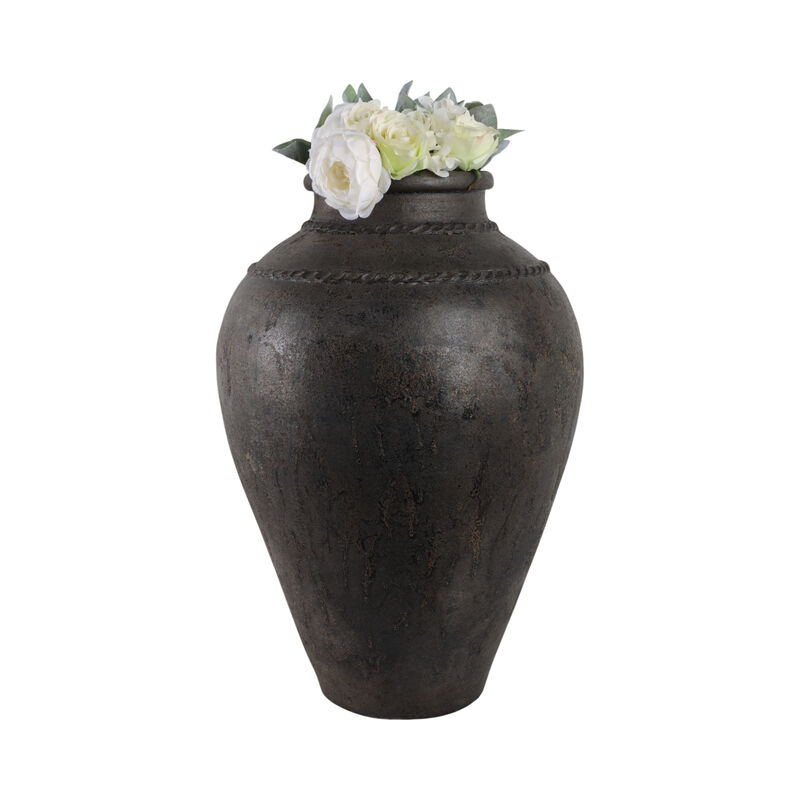 30" Terracotta Floor Vase, Rustic Black image number 1
