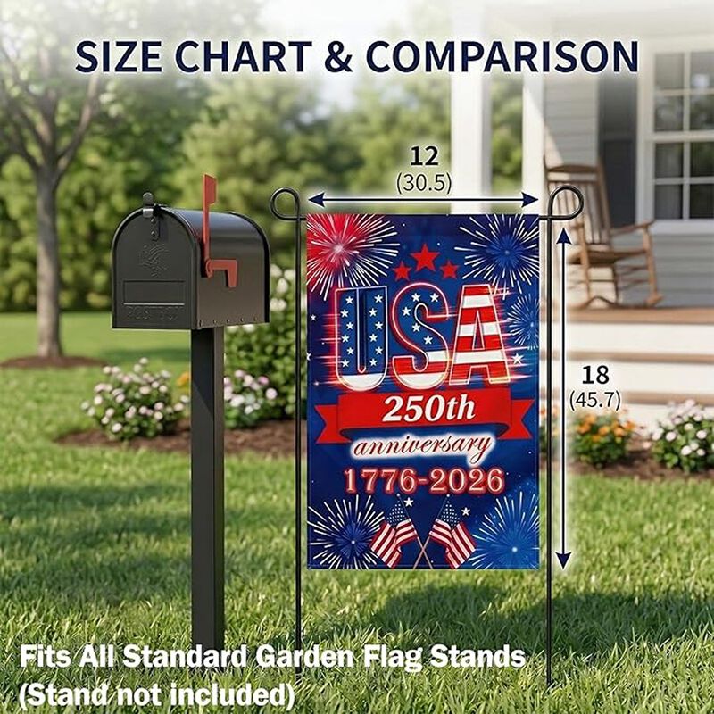 Anniversary USA Garden Flag, Double-Sided, UV-Resistant Outdoor Decor image number 4