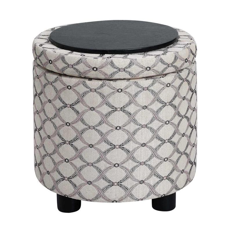 Convience Concept, Inc. Designs 4 Comfort Round Accent Storage Ottoman with Reversible Tray Lid
