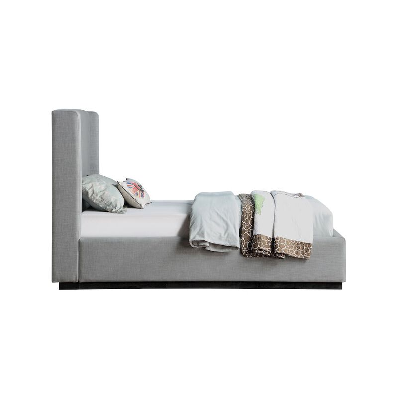 Meridian Furniture Flynn Grey Linen Textured Fabric Twin Bed