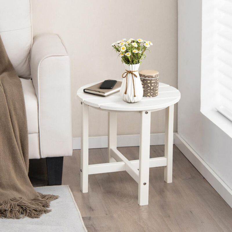 Set of 2 Round Weather-Resistant Adirondack Side Tables for Outdoor Patio or Garden