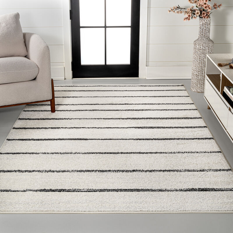 Williamsburg Minimalist Stripe Cream/Black 8 ft. x 10 ft. Area Rug