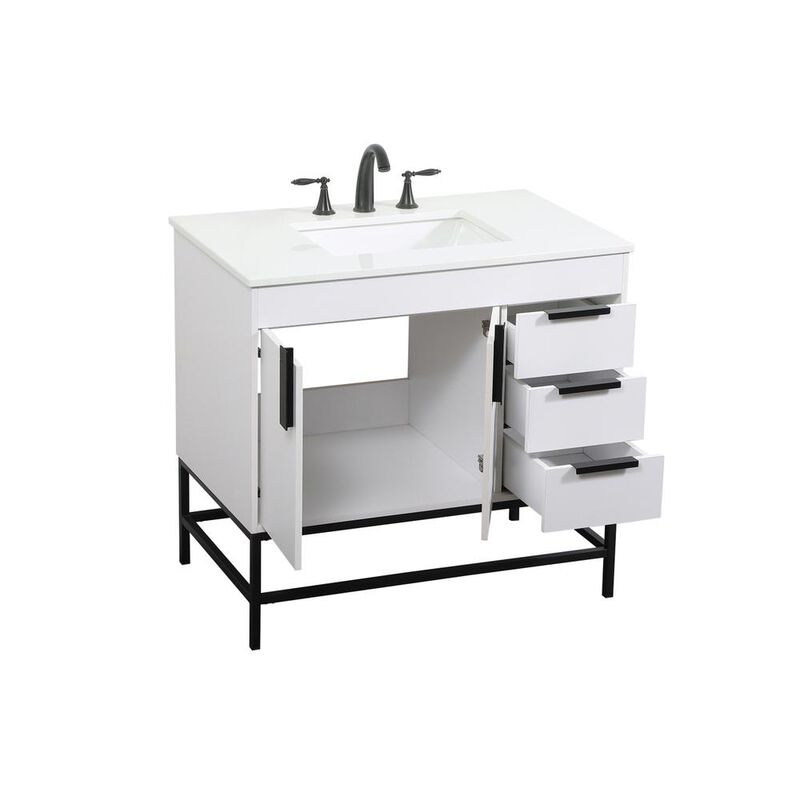 Elegant Kitchen and Bath 36 inch Single bathroom vanity in white