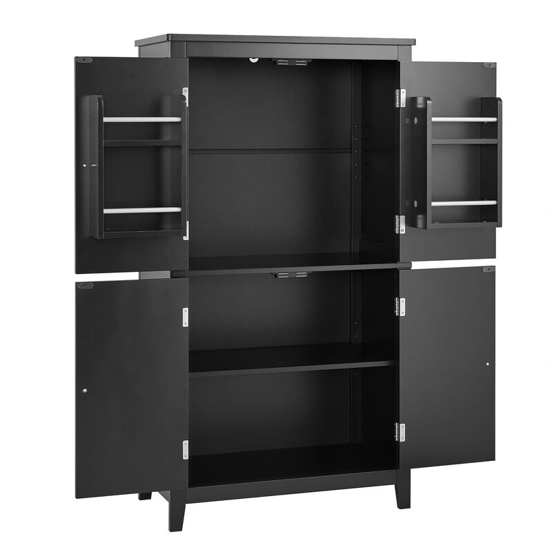 Whisen Elegant Bathroom Floor Storage Cabinet, Freestanding Cabinet with 4 Doors and Adjustable Shelf