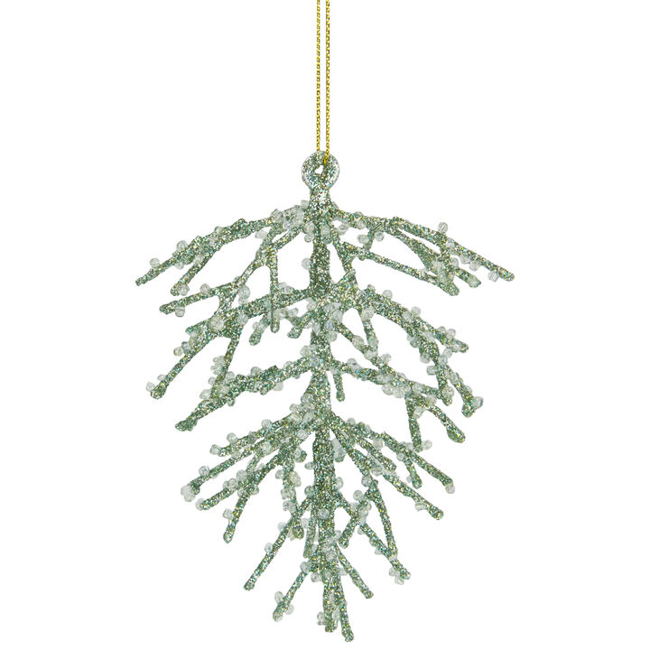 4.75" Green 3-D Glittered Iron Wire Pine Cone Christmas Ornament