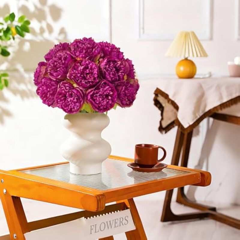 10 Piece Fuchsia Artificial Peony Flower Stems Wedding Centerpiece Decor image number 3