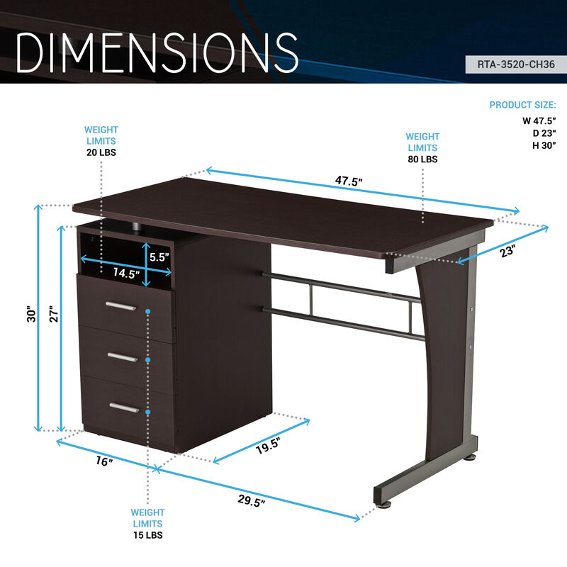 Streamdale Computer Desk With Ample Storage, Chocolate image number 2
