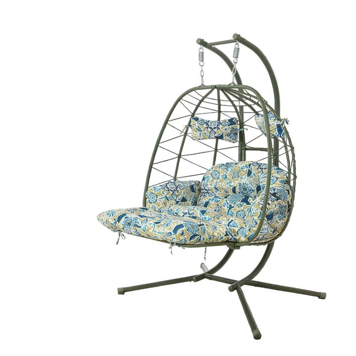 Hivvago Double Hanging Egg Chair with Stand & Cushions