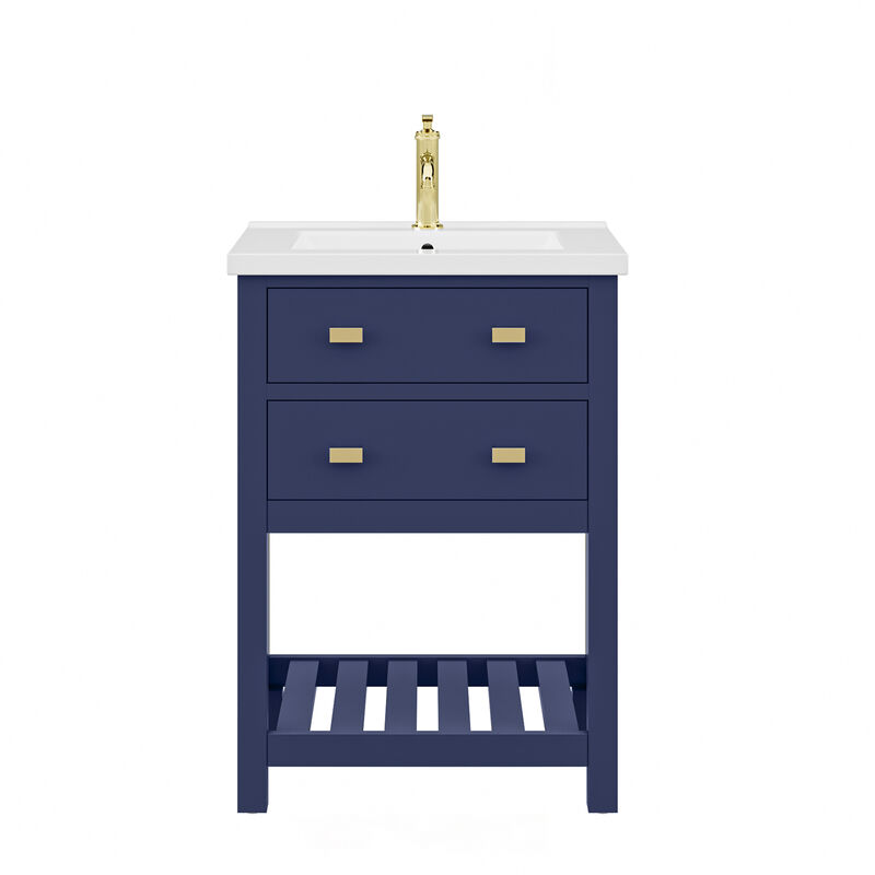 Viola 24 In. Integrated Ceramic Sink Top Vanity in Monarch Blue