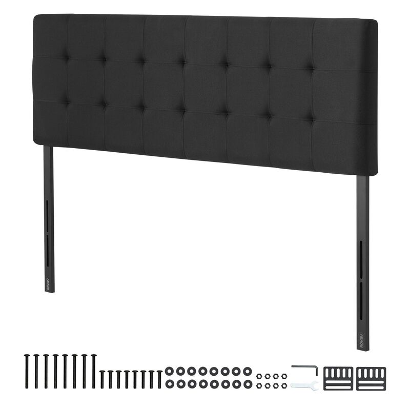 Adjustable Queen Headboard, Diamond Tufted Upholstered Bed Backboard, Black image number 8