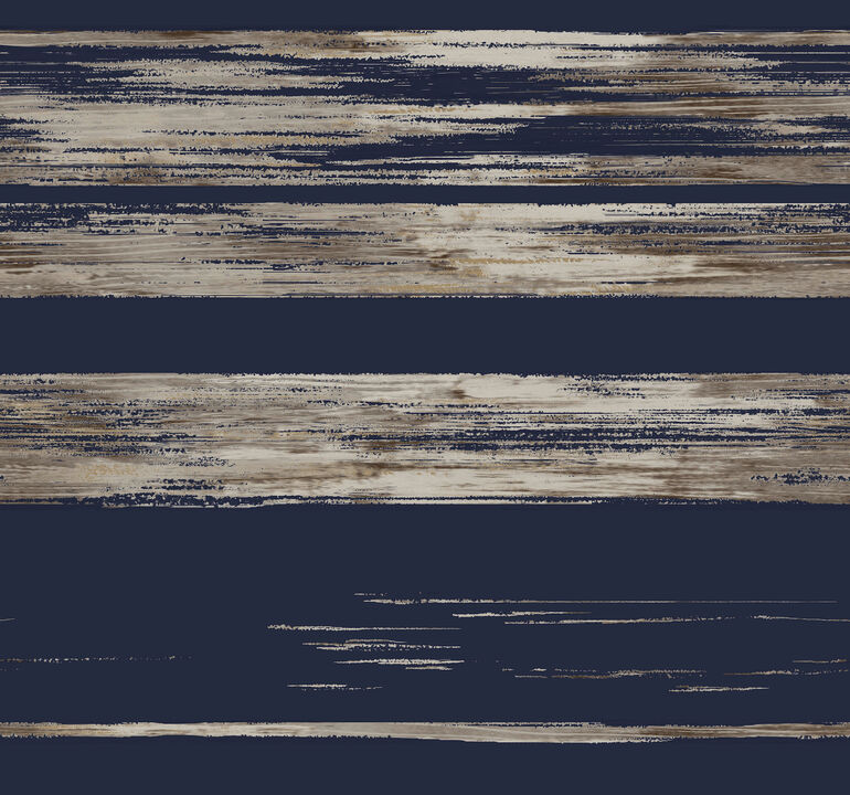 Horizontal Dry Brush Navy Wallpaper