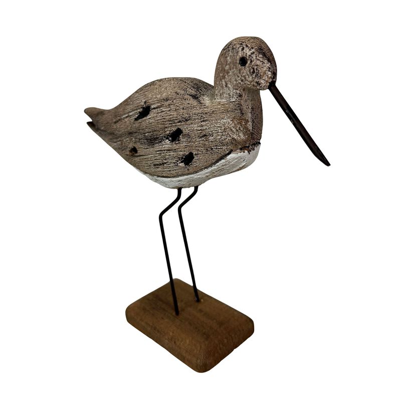 Decorative Sea Bird Figurine Weathered Wood Metal Coastal Statue 9 In image number 0