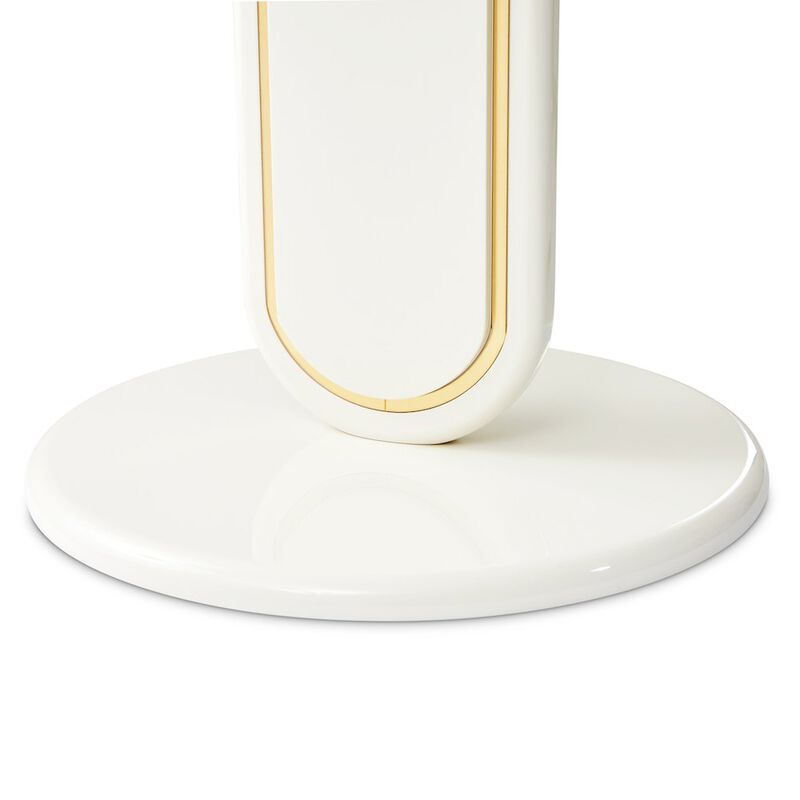 Michael Amini Sassani End Table - Pearl White/Gold